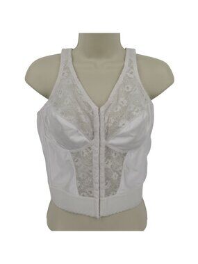 Exquisite Form 36D Bra Ful-Ly 7565 White Longline Wireless Front Closure Boning